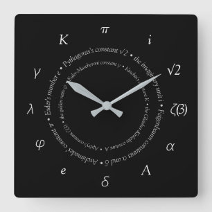 Vägglås för matematiska konstanter fyrkantig klocka