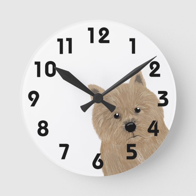 Vägglås för norwich-terrier rund klocka (Framsida)