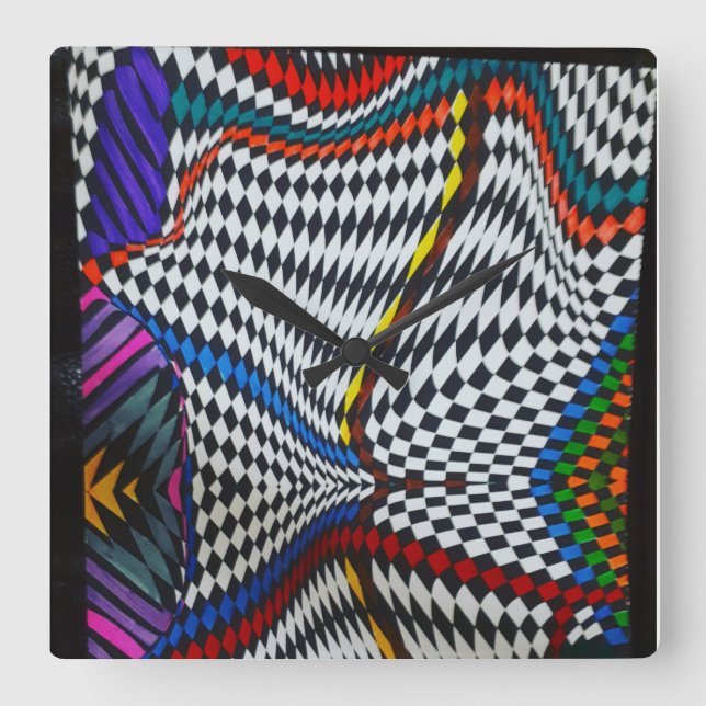 Vägglås för optisk Illusion Fyrkantig Klocka (Framsida)