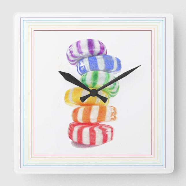 Vägglås för RAINBOW CANDY Square Fyrkantig Klocka (Framsida)