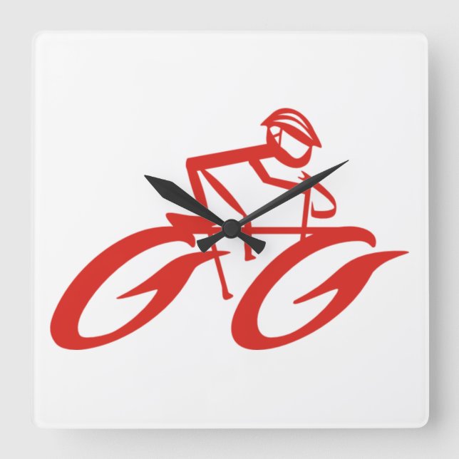 Vägglås för Red Hett Hjul Fyrkantig Klocka (Framsida)