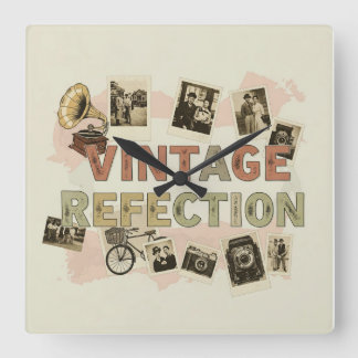 Vägglås för reflektion av vintage fyrkantig klocka