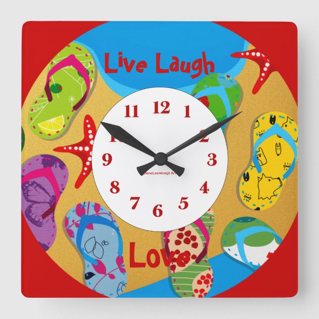 Vägglås för sommartid, Roligt Fyrkantig Klocka (Framsida)