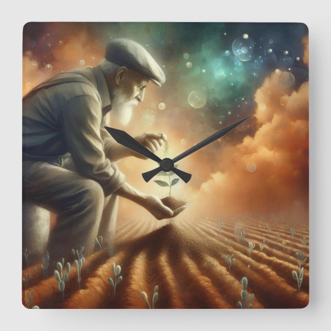 Vägglås för "tidslös tillväxt" fyrkantig klocka (Framsida)