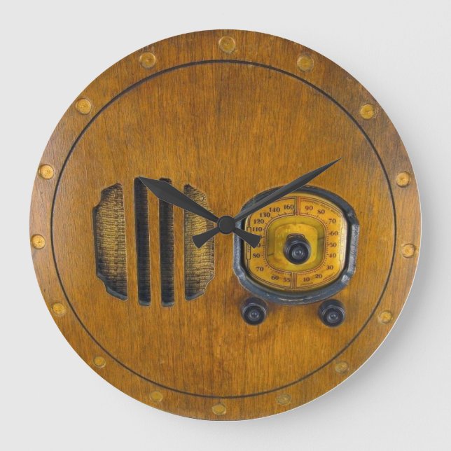 Vägglås för vintagens radiodesign stor klocka (Framsida)