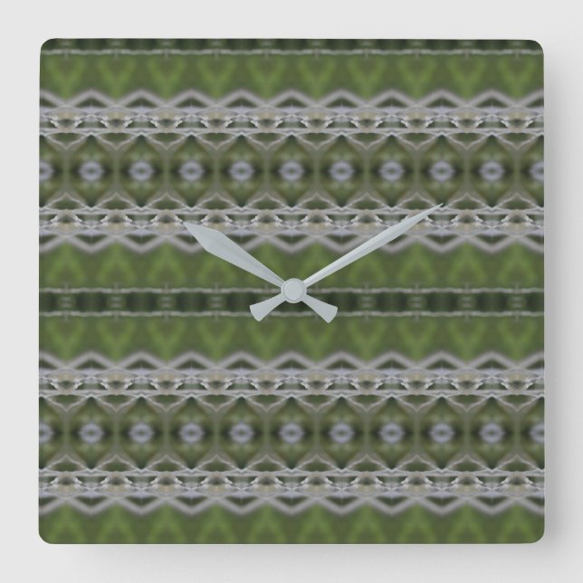 Vägglås i en MIx av Grått och Gröntar Fyrkantig Klocka (Framsida)