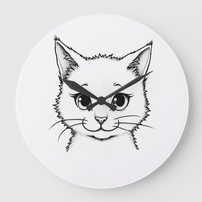 Vägglås - Katt, Kattunge Stor Klocka (Framsida)