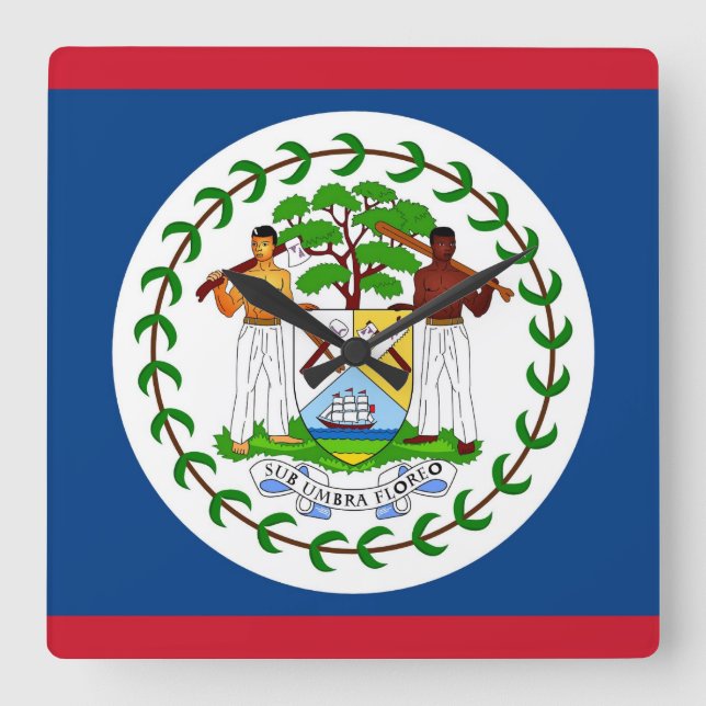 Vägglås med Flagga av Belize Fyrkantig Klocka (Framsida)