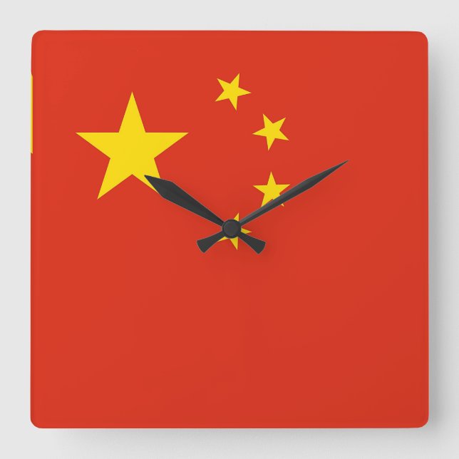 Vägglås med Flagga av China Fyrkantig Klocka (Framsida)