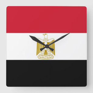 Vägglås med Flagga av Egypten Fyrkantig Klocka