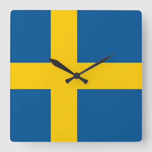 Vägglås med Flagga av Sverige Fyrkantig Klocka (Framsida)