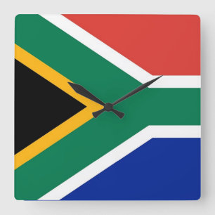 Vägglås med Flagga av syd-Afrikan Fyrkantig Klocka