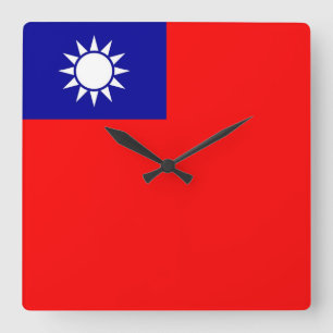 Vägglås med Flagga från Taiwan Fyrkantig Klocka