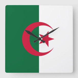 Vägglås med Flagga i Algeriet Fyrkantig Klocka