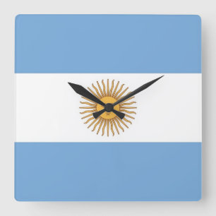 Vägglås med Flagga i Argentina Fyrkantig Klocka
