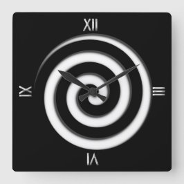 Vägglås med latinska 4 numeriska svarta Spiral Fyrkantig Klocka