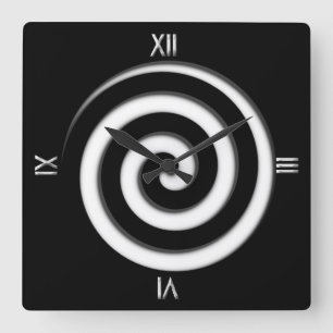 Vägglås med latinska 4 numeriska svarta Spiral Fyrkantig Klocka