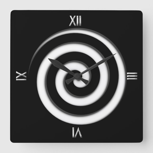 Vägglås med latinska 4 numeriska svarta Spiral Fyrkantig Klocka (Framsida)