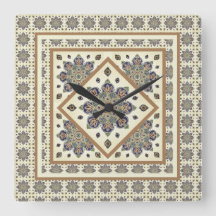 Vägglås med medallion quilt utseende fyrkantig klocka