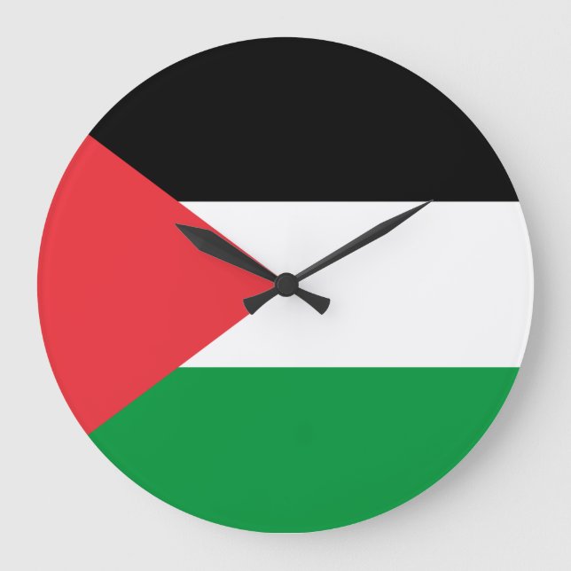 Vägglås med Palestinas Flagga Stor Klocka (Framsida)