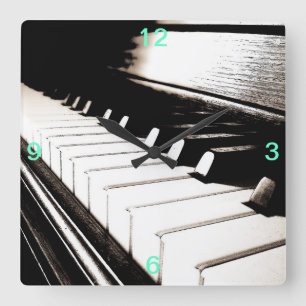 Vägglås på Piano Nycklar Fyrkantig Klocka