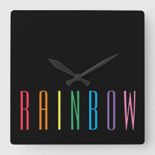 Vägglås/svart för RAINBOW-ruta Fyrkantig Klocka