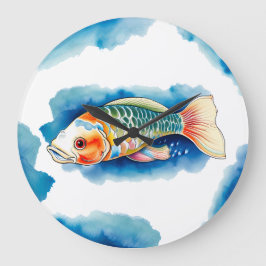 Vägglås - Vattenfärgsserie: Koi Fish Stor Klocka