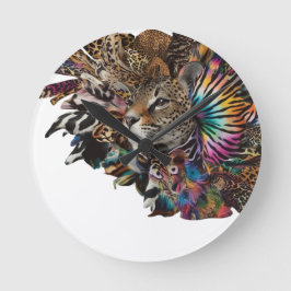 Vägglås - Vibrant Vild Leopard Art Design Rund Klocka