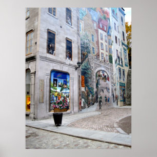 Väggmålning i Quebec City Poster