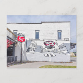 Väggmålning med Route 66-skylt i Kansas Vykort