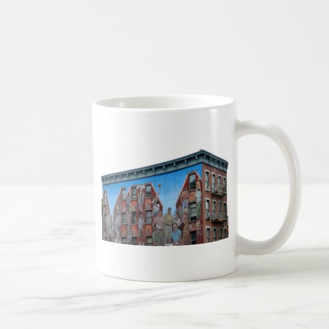 Väggmålning på byggnad i spanska Harlem Kaffemugg (Höger)