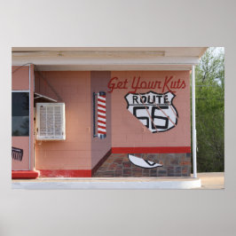 Väggmålning på frisörsalong vid Route 66, New Mexi Poster