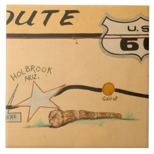 väggmålning vid Holbrook Route 66 i Arizona, USA Kakelplatta