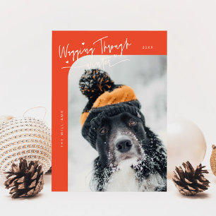 Vaggning genom Winter Hund Photo Red-julen Julkort