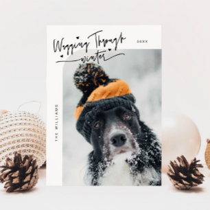 Vaggning genom Winter Hund Photo White-jul Julkort