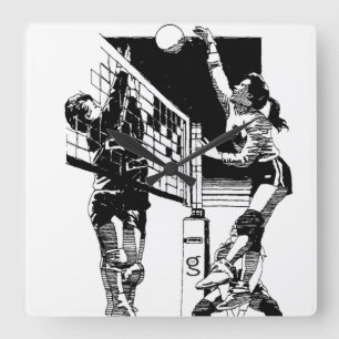 Väggsklocka för Volleyball Fyrkantig Klocka