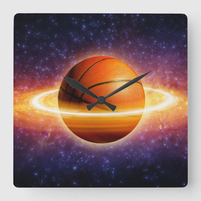 Väggsluss för Basketboll - Universe sport-kvadrat Fyrkantig Klocka (Framsida)