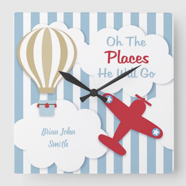 Väggsluss för flygplanet Personlig Baby och barn Fyrkantig Klocka (Framsida)