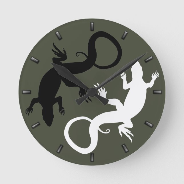 Väggsluss för Lizard Clock Cute Reptile Art Lizard Rund Klocka (Framsida)