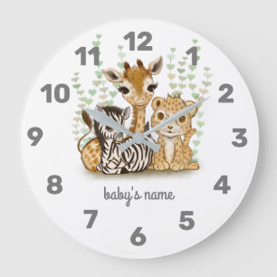 Väggsluss för matsmältningsskål (Cute Safari Anima Stor Klocka