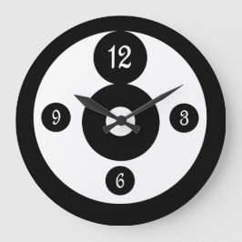 Väggsluss för svarta och vita grafik-cirklar stor klocka