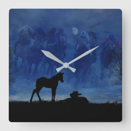 Väggsluss för två tupplur för hästar fyrkantig klocka