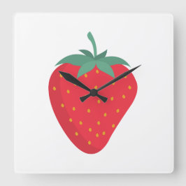 Väggsluss för utspädda jordgubbar fyrkantig klocka