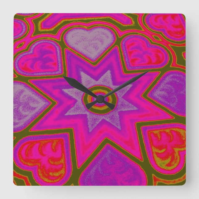 Väggsluss "Fullt i Kärlek" Fyrkantig Klocka (Framsida)