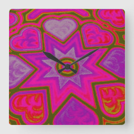 Väggsluss "Fullt i Kärlek" Fyrkantig Klocka