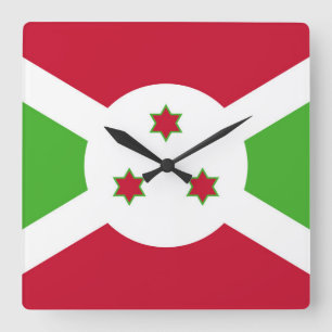 Väggsluss med Flagga av Burundi Fyrkantig Klocka