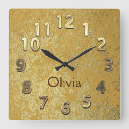 Väggspärr för Anpassadet chic Guld Fyrkantig Klocka