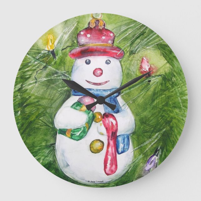 Väggspärr för julgran Snögubbe Stor Klocka (Framsida)