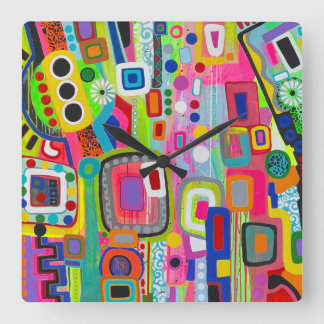 Väggspärr för lycklig Ställe Fyrkantig Klocka