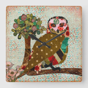 Väggspärr för ro Uggla Fyrkantig Klocka